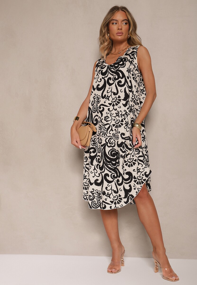 Czarna Sukienka z Bawełny z Motywem Paisley Zivanae