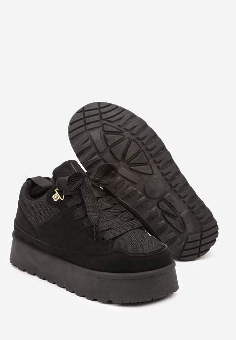 Czarne Sneakersy Śniegowce na Platformie Velavine