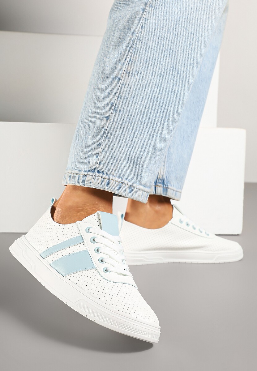 Niebiesko-Białe Tenisówki Ozdobione Paskami Meloti