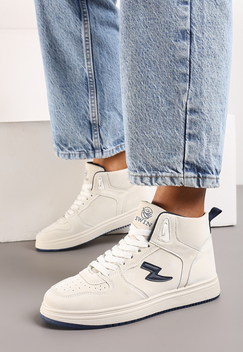 Beżowo-Granatowe Sneakersy Aura