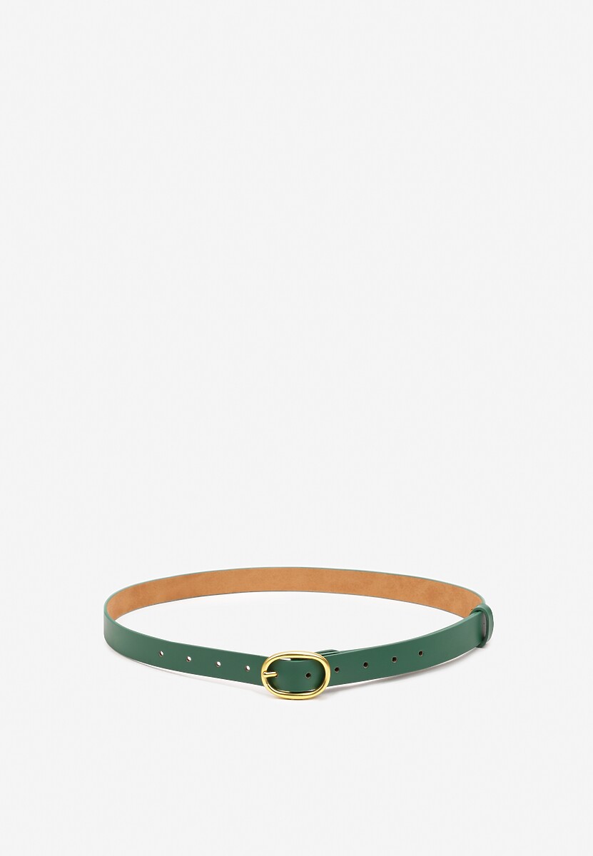 Zielony Casualowy Pasek Wykończony Metaliczną Klamrą Tinaria