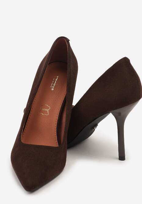 Brązowe Szpilki Vices w Klasycznym Stylu ze Skórzaną Wkładką Verile