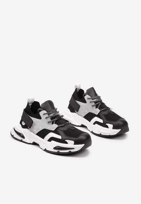 Czarne Sneakersy w Streetwearowym Stylu z Ozdobnym Rzepem Akkaria