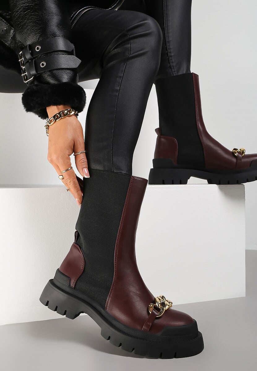 Bordowe Botki Belasis