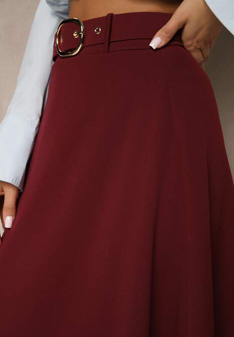 Bordowa Spódnica o Rozkloszowanym Kroju Melobia