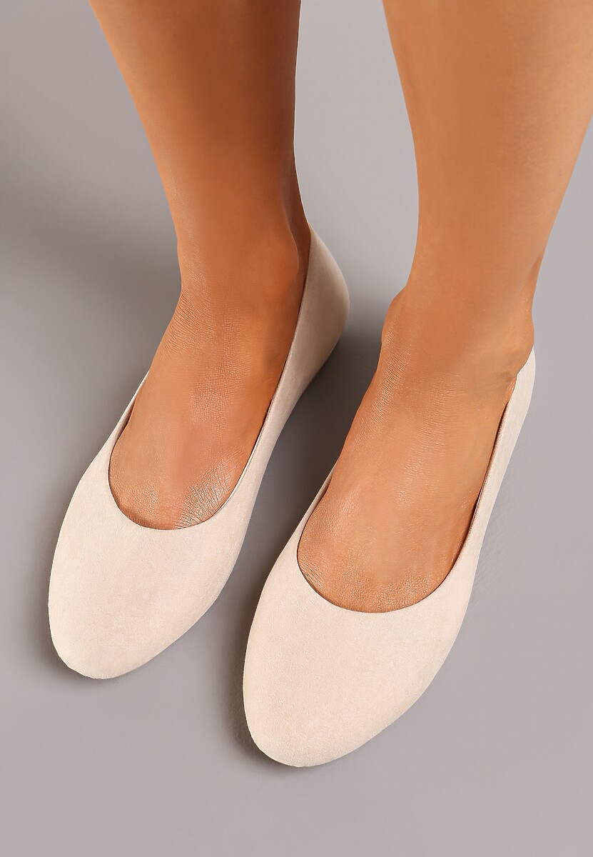 Beżowe Wsuwane Balerinki na Płaskiej Podeszwie Telliamarie