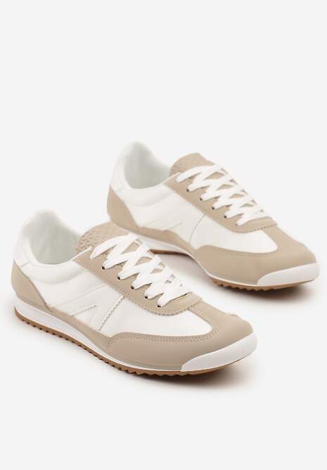 Beżowe Sneakersy z Geometrycznym Wzorem Zoloti