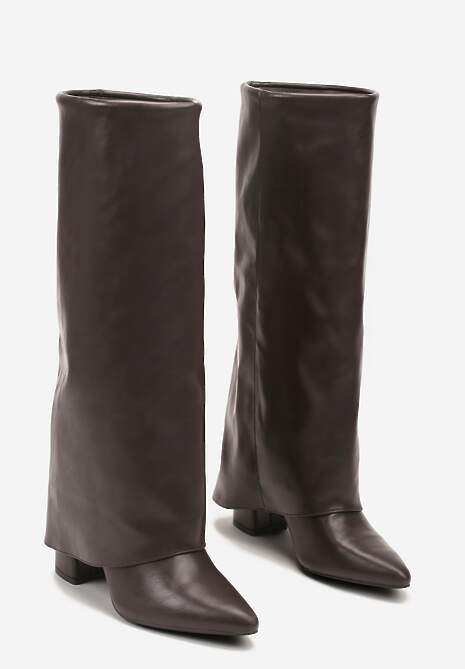 Ciemnobrązowe Kozaki Vices na Słupku w Stylu Kowbojek z Wywiniętą Cholewką Alorriva