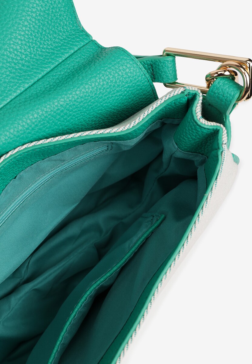 Zielona Torebka z Paskiem i Rączką Zapinana na Klapę Zolnelis