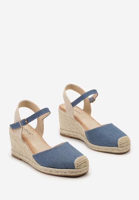 Niebieskie Sandały w Stylu Espadryli z Plecionką i Zapięciem przy Kostce Virailia