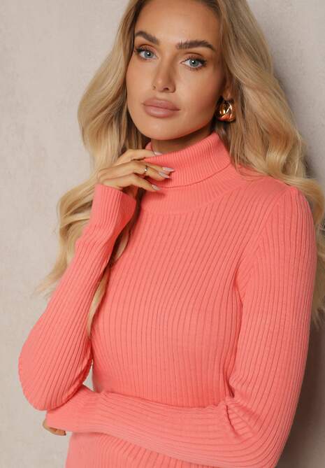 Różowy Klasyczny Golf Prążkowany Solrelia