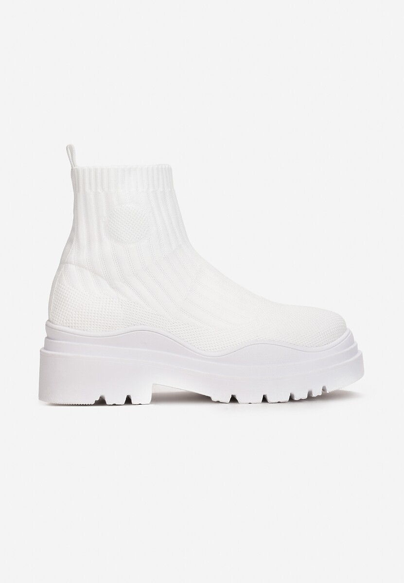 Białe Botki z Elastyczną Cholewką Ganeon