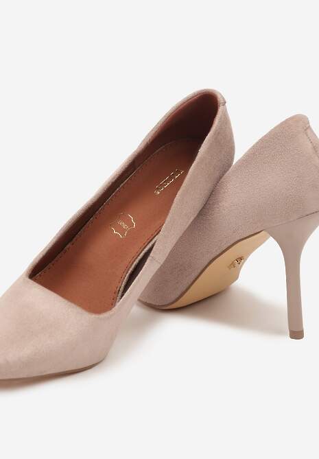 Ciemnobeżowe Szpilki Vices w Klasycznym Stylu ze Skórzaną Wkładką Verile