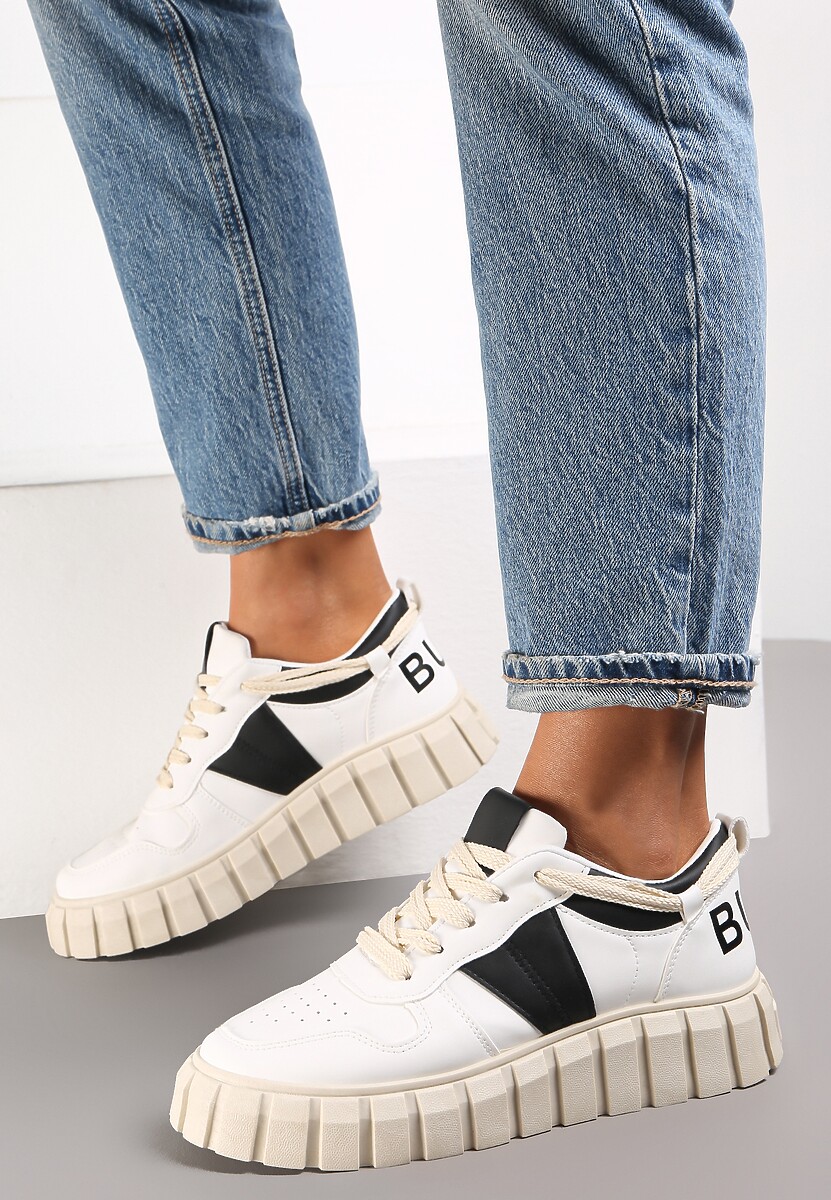 Biało-Czarne Sneakersy na Grubej Podeszwie Dodavah