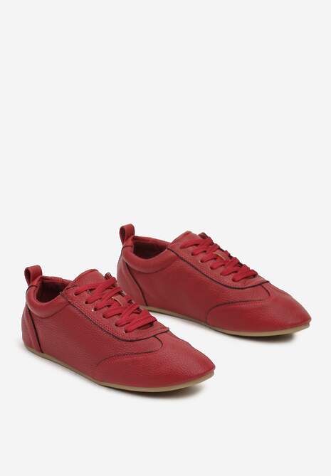 Bordowe Tenisówki bez Zdobień z Ekoskóry Verillis