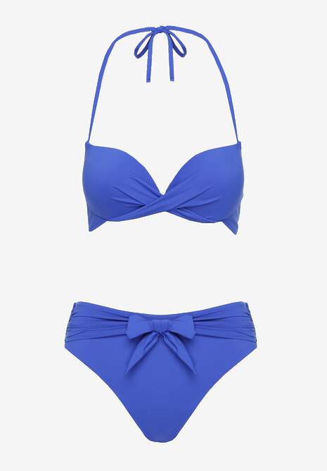 Niebieskie Bikini Majtki Figi i Biustonosz Ozdobione Wiązaniem Saniorie