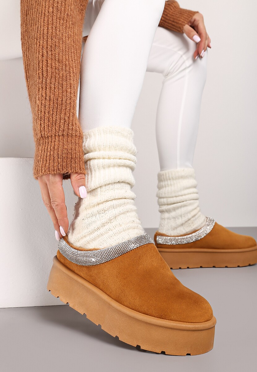 Brązowe Ocieplane Śniegowce z Cyrkoniami na Platformie Irivianae