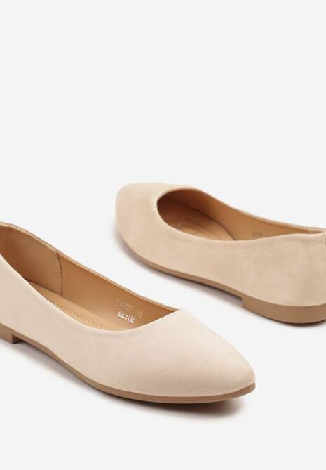Beżowe Basicowe Balerinki z Migdałkowym Noskiem Tulvia