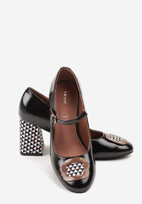 Czarne Retro Czółenka Vices w Stylu Mary Jane ze Skórzaną Wkładką Vedvire
