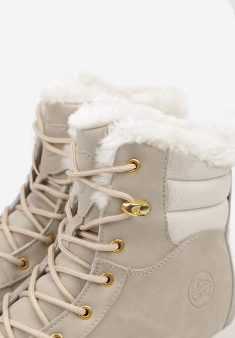 Beżowe Botki Trekkingowe na Platformie ze Sznurowaniem Labrinna