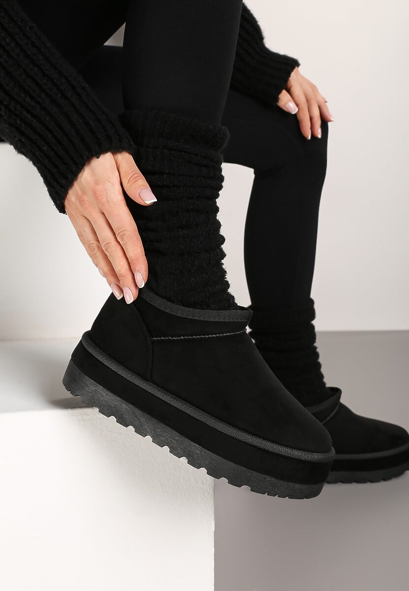 Brązowe Krótkie Śniegowce Vices z Ozdobną Lamówką Olfedi