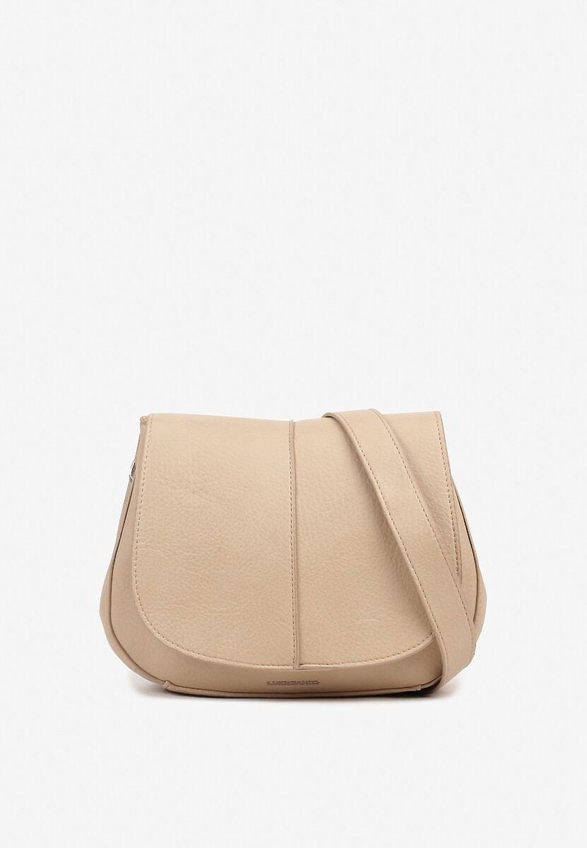 Beżowa Torebka Typu Listonoszka Ozdobiona Klapą Galitina