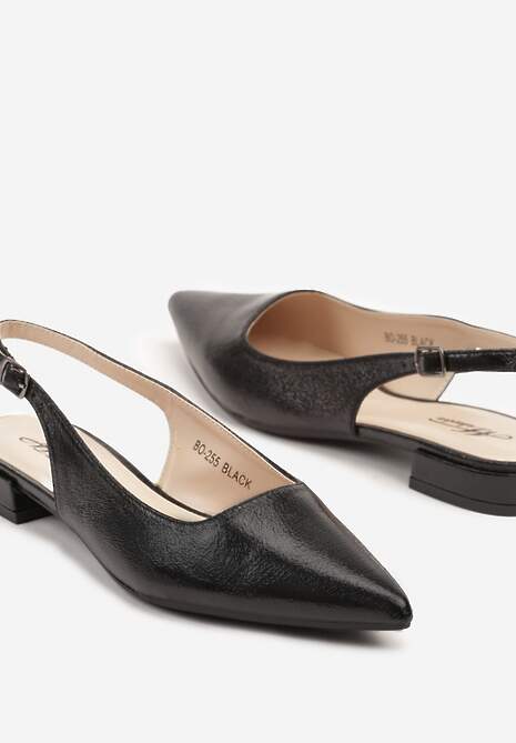 Czarne Sandały Typu Slingback ze Szpiczastym Noskiem Pilliane