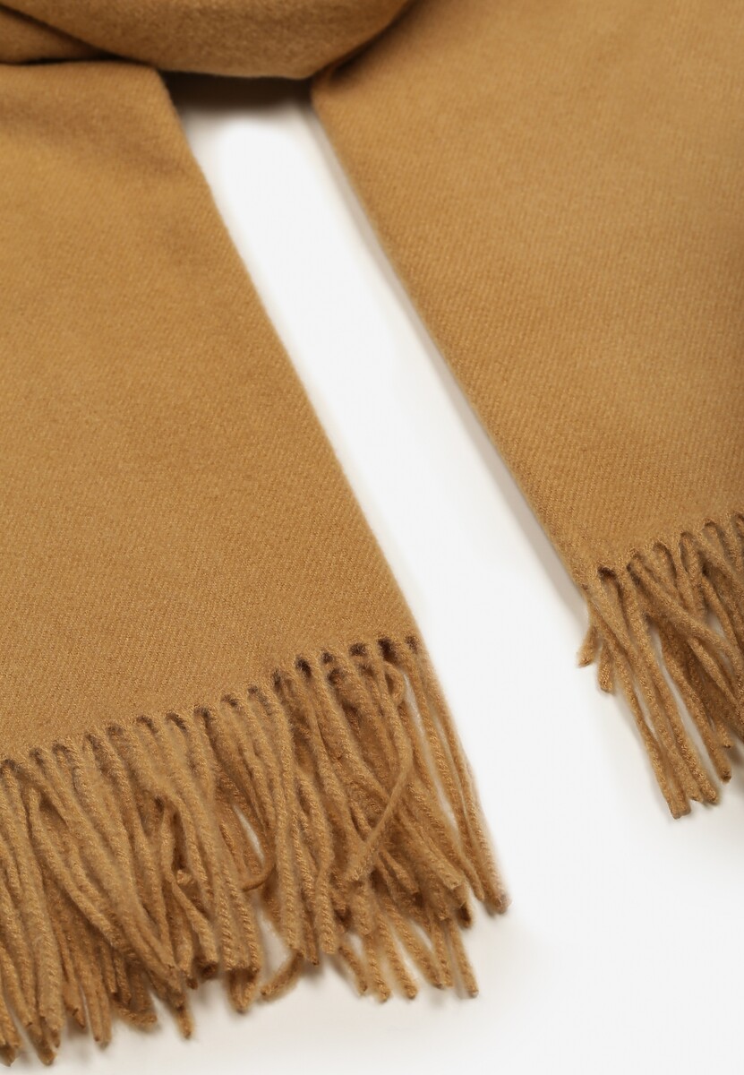 Brązowy Szalik z Wiskozą Bawełną i Frędzlami Siathlin