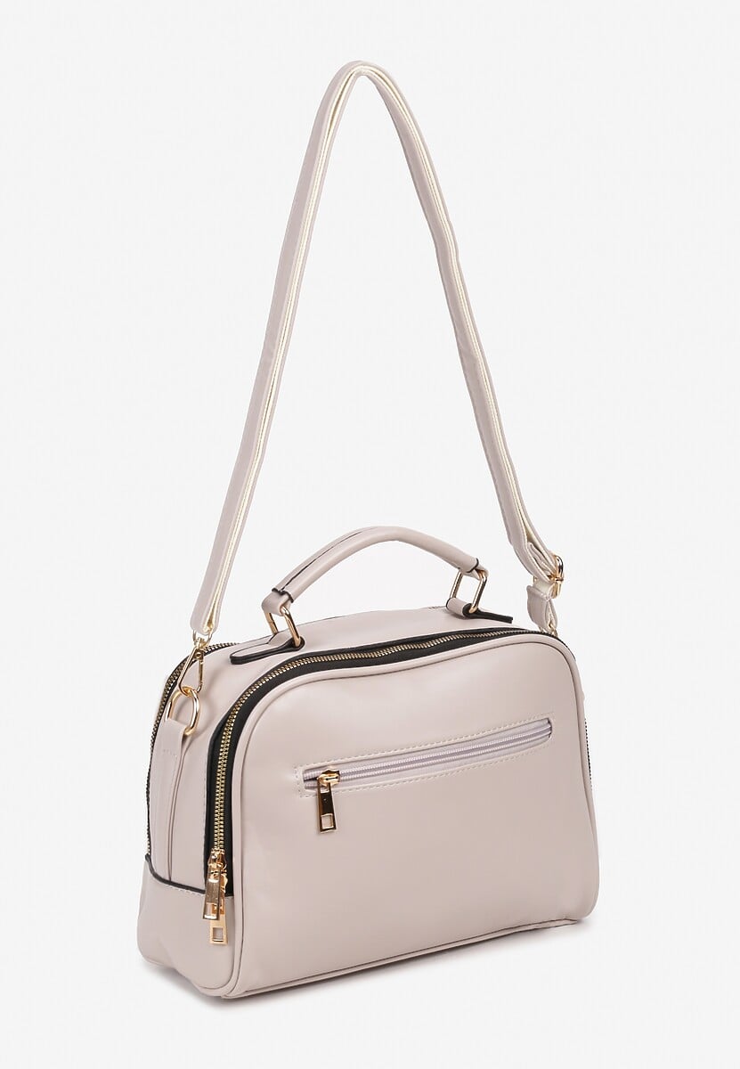 Szara Dwukomorowa Torebka z Imitacji Skóry z Odczepianym Paskiem Vialara