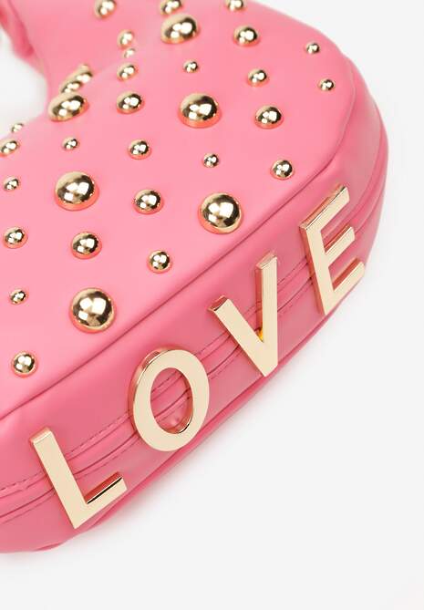 Fuksjowa Mała Torebka ze Zdobieniem i Odpinanym Paskiem Wyneth