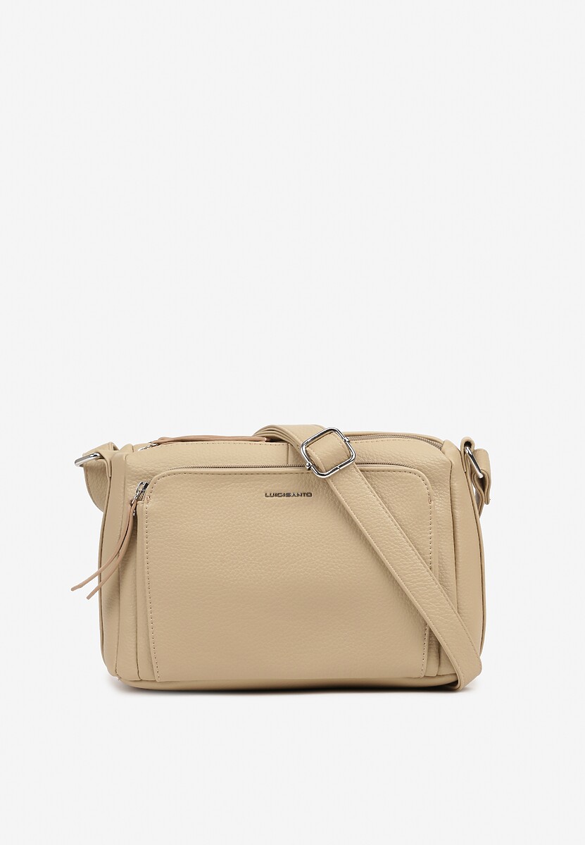 Beżowa Torebka Trzykomorowa w Stylu Listonoszki Jenelira