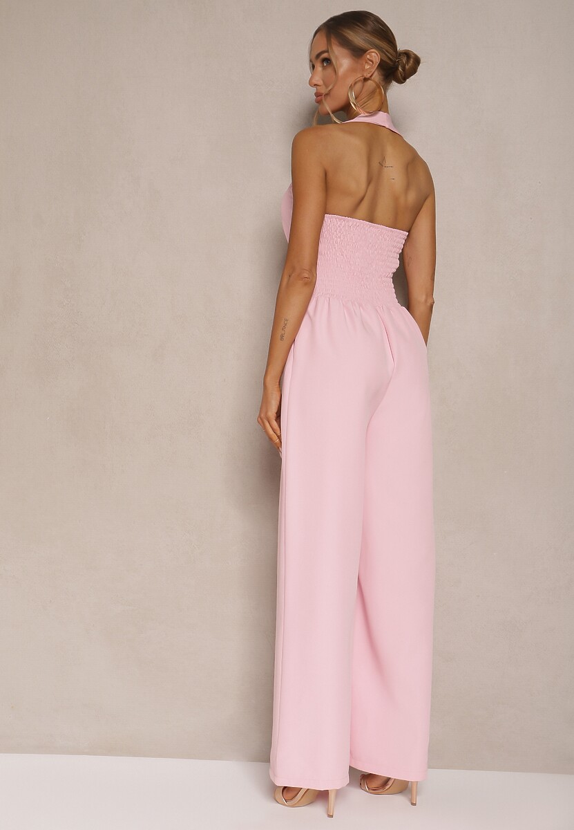 Różowy Taliowany Kombinezon z Guzikami Nilaviella