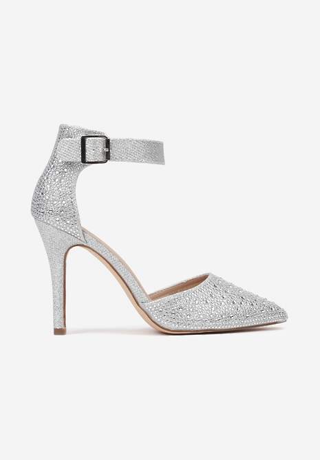 Srebrne Szpilki Vices z Drobnymi Cyrkoniami i Skórzaną Wkładką Vortinia