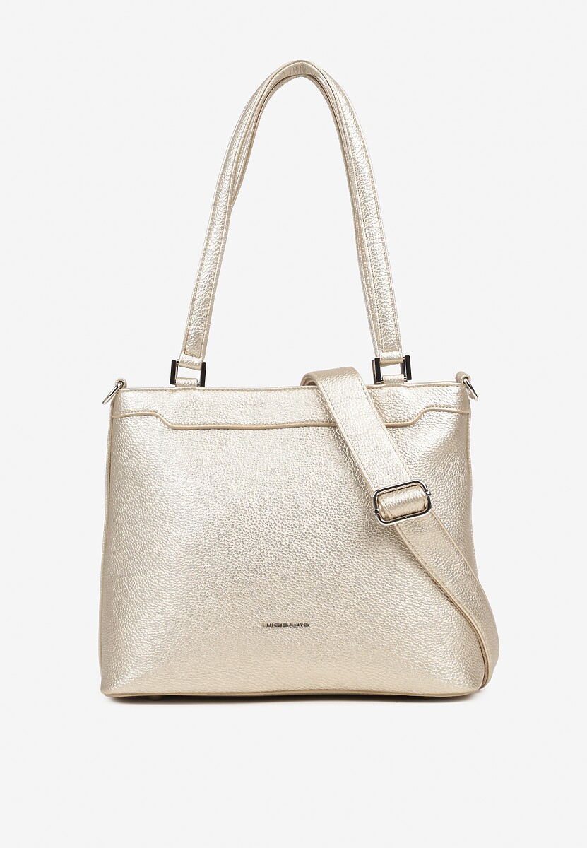 Złota Torebka Ozdobiona Metalicznym Napisem Nilomena