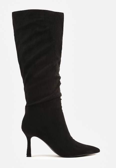 Czarne Kozaki na Szpilce o Geometrycznym Kształcie Latonelle