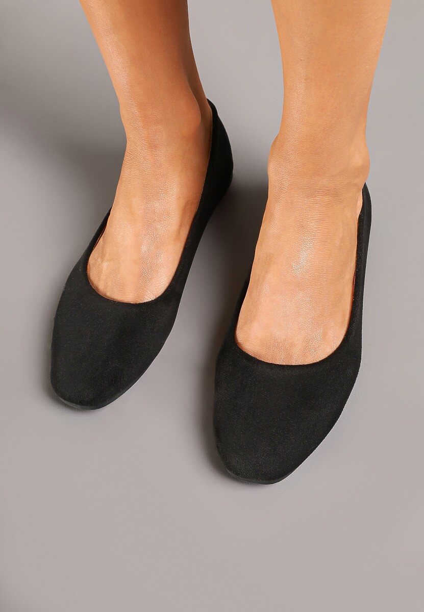 Czarne Balerinki z Wkładką ze Skóry Naturalnej Amilora