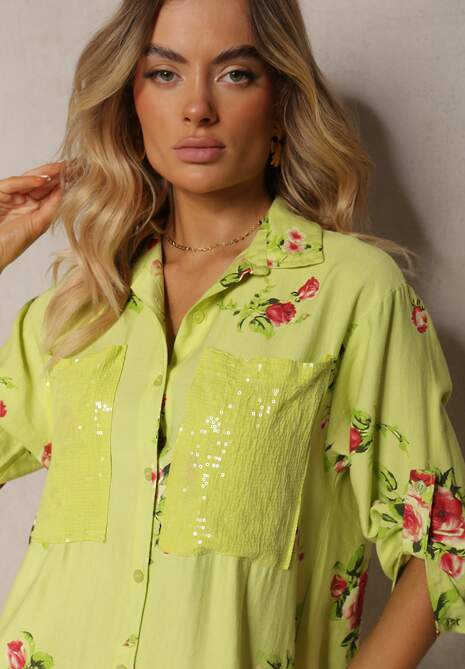 Zielona Koszulowa Bawełniana Sukienka Zapinana na Guziki Nuramla