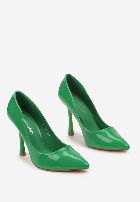Zielone Klasyczne Szpilki Lakierowane Glema