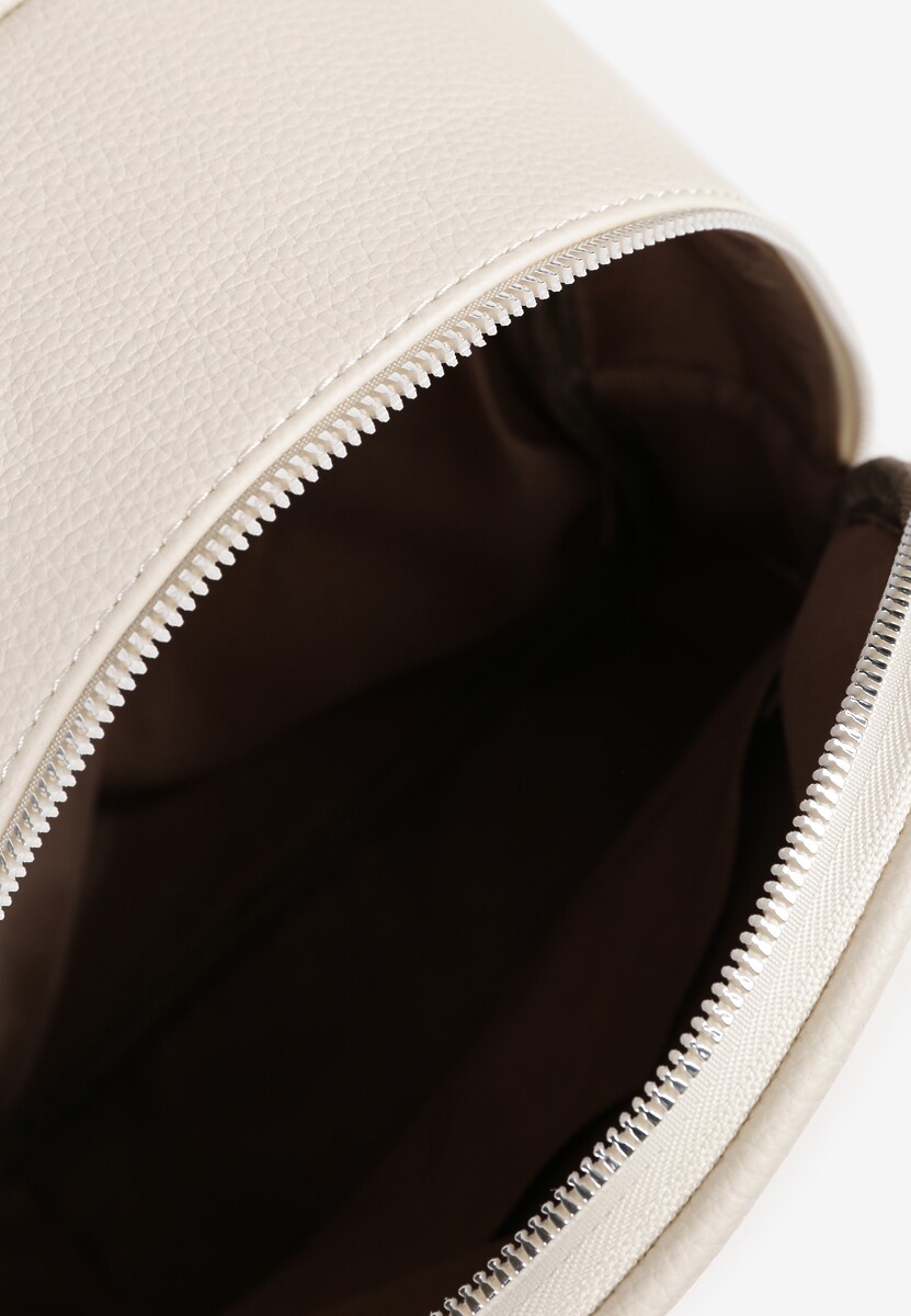 Kremowy Trapezowy Plecak z Suwakiem z Frędzlami Idassea