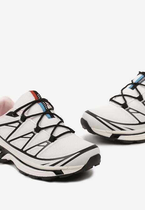 Biało-Czarne Sneakersy z Ozdobnymi Wstawkami i Ściąganą Gumką Aineri