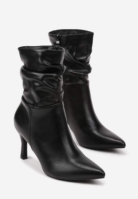 Czarne Botki Vices Slouchy na Szpilce Ilaffie
