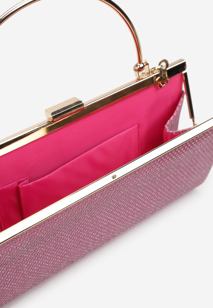 Różowa Kopertowa Torebka z Metalową Rączką i Brokatem Fortelsa