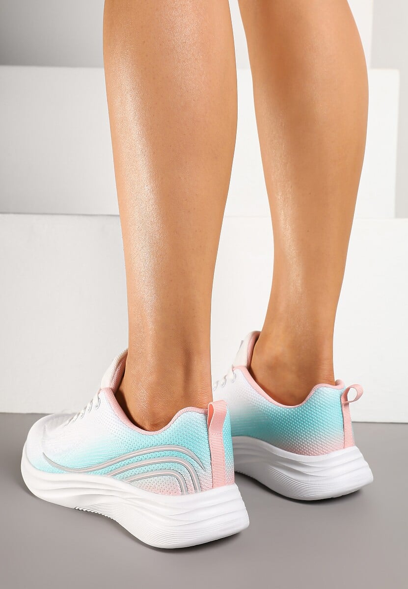 Biało-Miętowe Buty Sportowe Sneakersy Zdobione Efektem Ombre Banelissa
