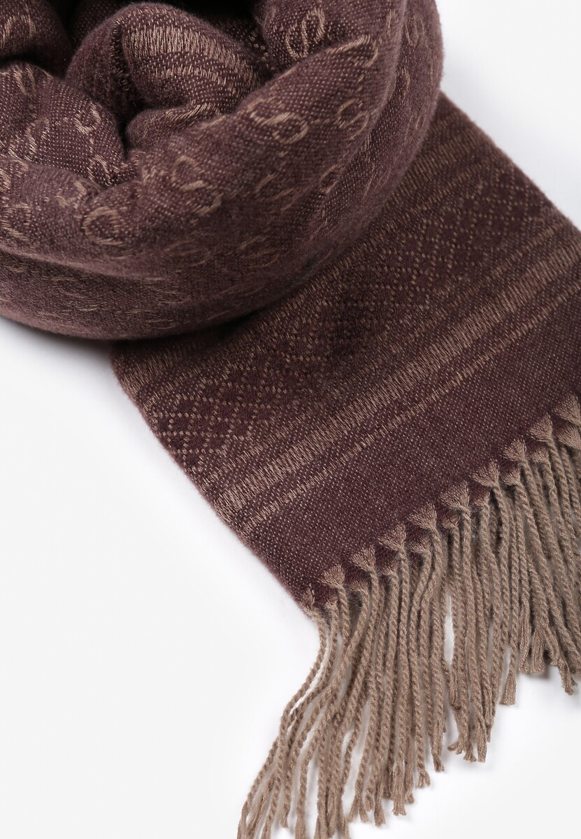 Ciemnofioletowy Szalik z Frędzlami Nurzhan