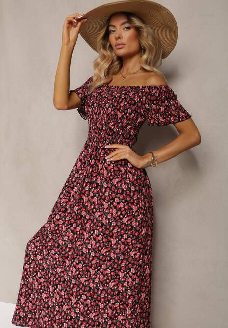 Czerwono-Czarna Sukienka z Wiskozy Tariya