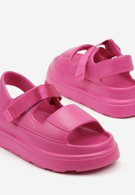 Fuksjowe Sandały z Pianki na Platformie Zapinane na Rzep Rosavinea