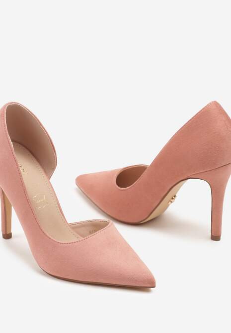 Różowe Szpilki Vices z Wkładką ze Skóry Naturalnej Ozdobione Wycięciem Oliritia