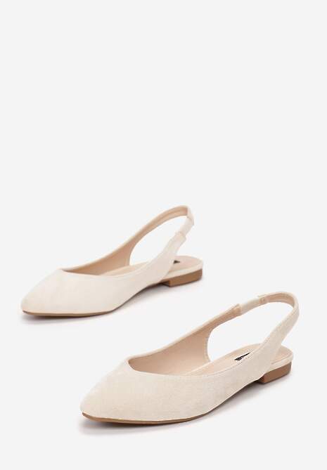 Beżowe Sandały z Odkrytą Piętą i Noskiem Typu Migdałek Nemegoria