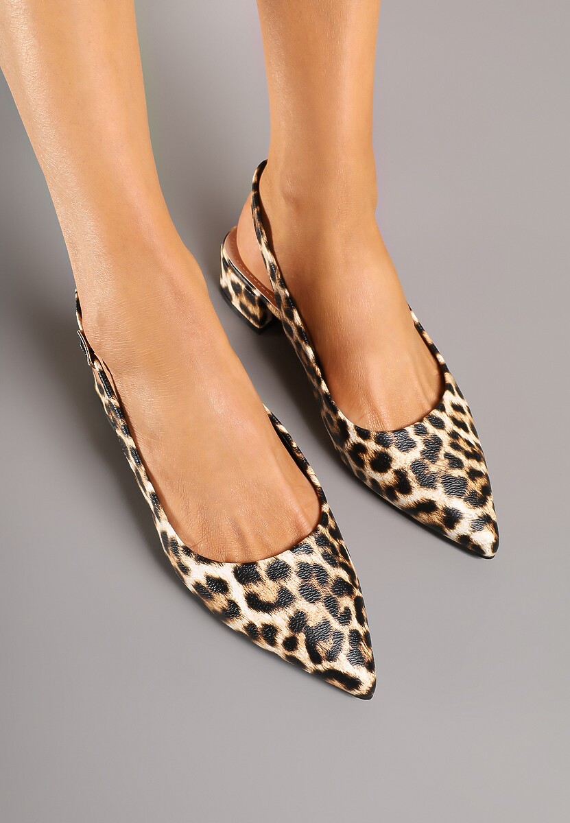 Panterkowe Sandały na Słupku Typu Slingback Odavine