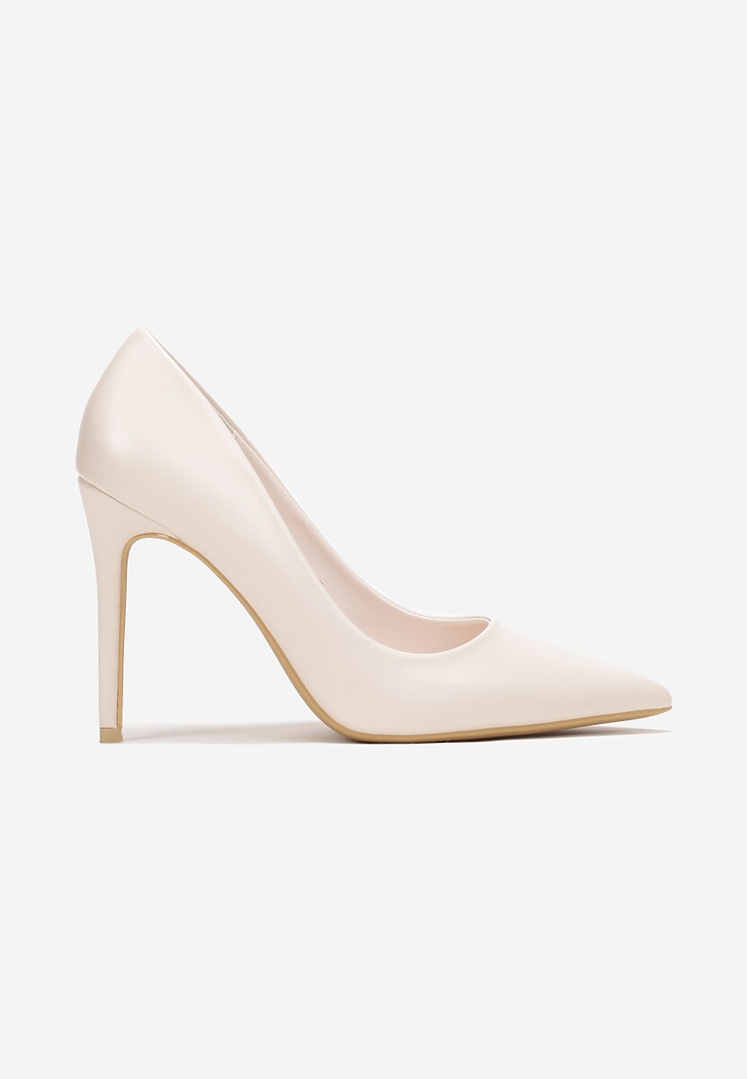 Beżowe Wysokie Szpilki z Gładkiej Imitacji Skóry Venitorre